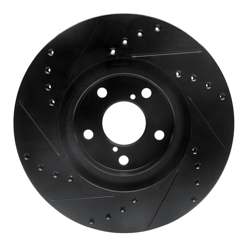 Subaru Impreza Brake Rotor (1) - Front Right - R1 Concepts - Drilled & Slotted - Black - `17-`23